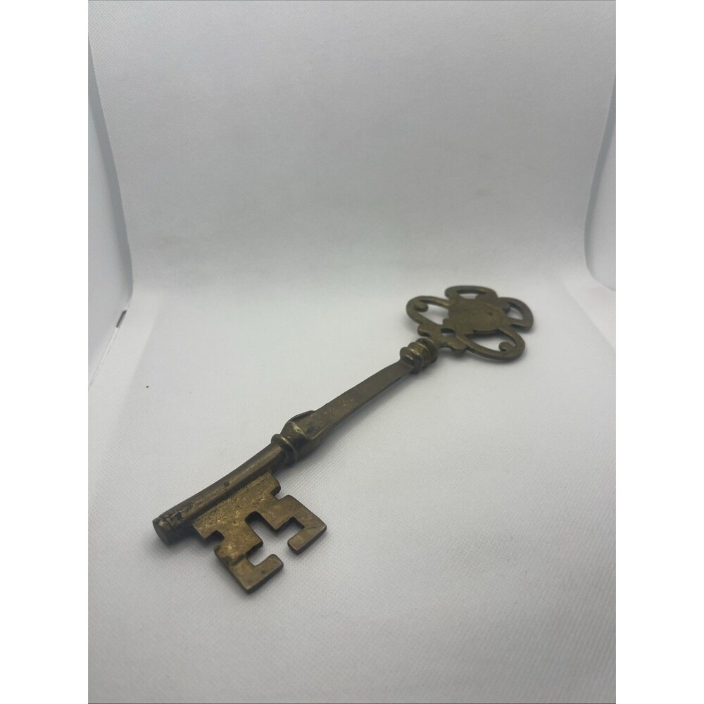 Vintage Large Solid Brass Decorative Key, Paper Weight, 10" Long X 3.25” Width